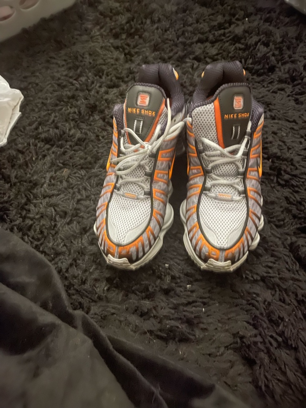 Nike Gray and Orange Shox Running Sneakers